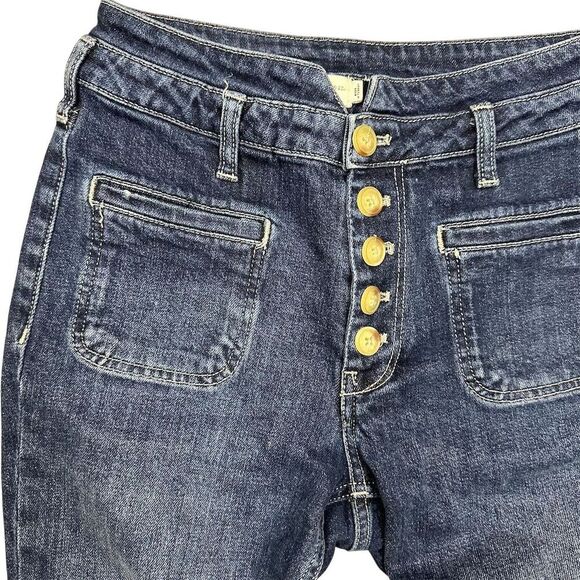 Anthropologie Pilcro High Rise Slim Jeans Button Fly Blue Size 25P Button Fly - Picture 2 of 12
